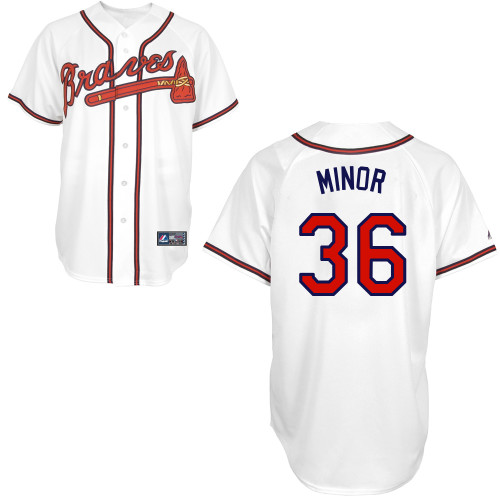 Mike Minor #36 Youth Baseball Jersey-Atlanta Braves Authentic Home White Cool Base MLB Jersey